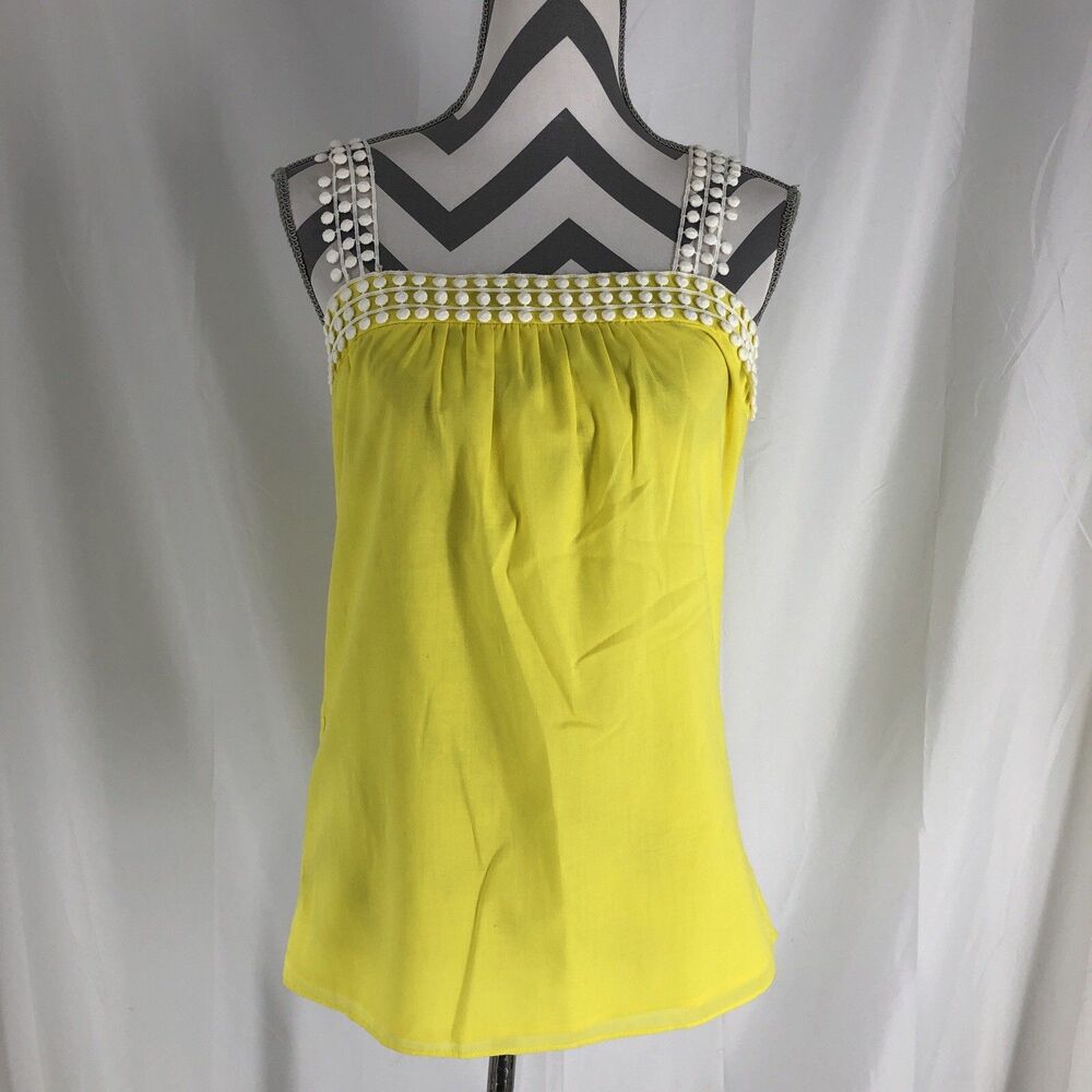 Loeffler Randall Tank Top Designer Women’s Yellow With White Trim Size 4